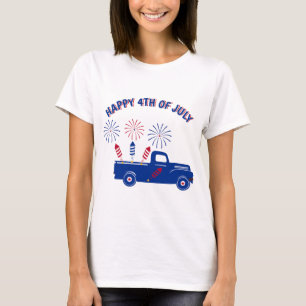T-shirt Joyeux camion du 4 juillet avec pétards