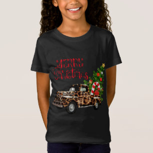 T-Shirt Joyeux Camion Leopard de Noël avec arbre