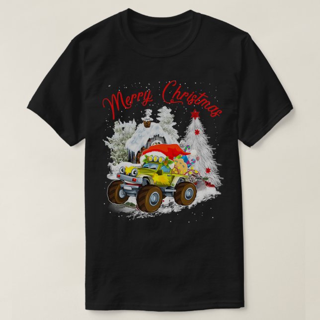T-shirt Joyeux Camion Monster de Noël avec (Design devant)
