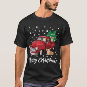 T-shirt Joyeux Camion Rouge Arbre de Noël Corgi Chien Noël
