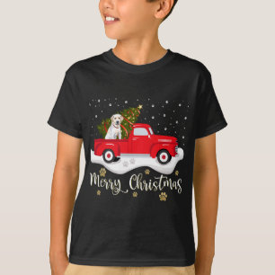T-shirt Joyeux Camion rouge Arbre de Noël Labrador Retriev