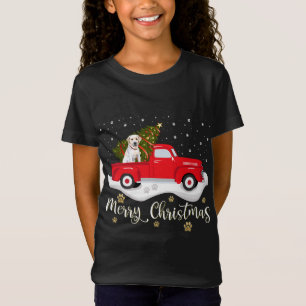 T-Shirt Joyeux Camion rouge Arbre de Noël Labrador Retriev