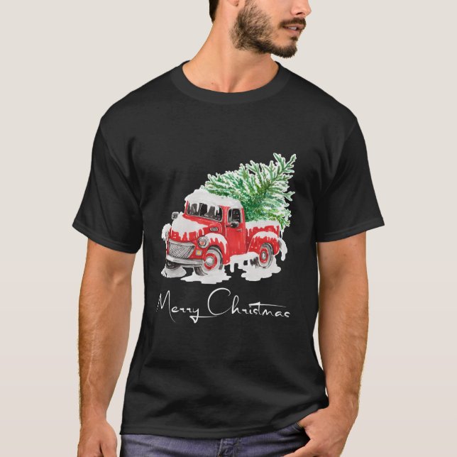 T-shirt Joyeux Camion Rouge Avec Arbre (Devant)