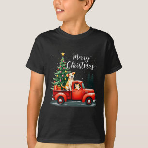T-shirt Joyeux Camion Rouge Noël Avec Chien & Chat Noë