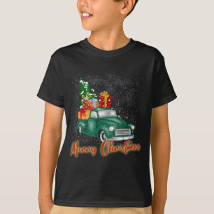 T-shirt Joyeux Camion rouge Noël avec des présentations d'