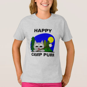 T-shirt Joyeux camp Purr Funny Camping Cartoon Cat T Shirt
