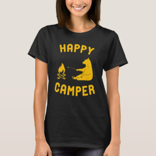 T-shirt Joyeux Camper Avec Ours Et Feu De Bonheur