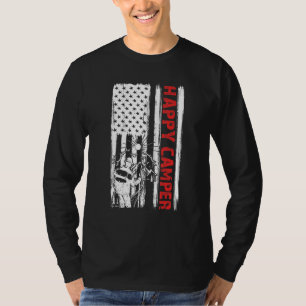 T-shirt Joyeux Camper Drapeau Américain Camping Hommes Fem