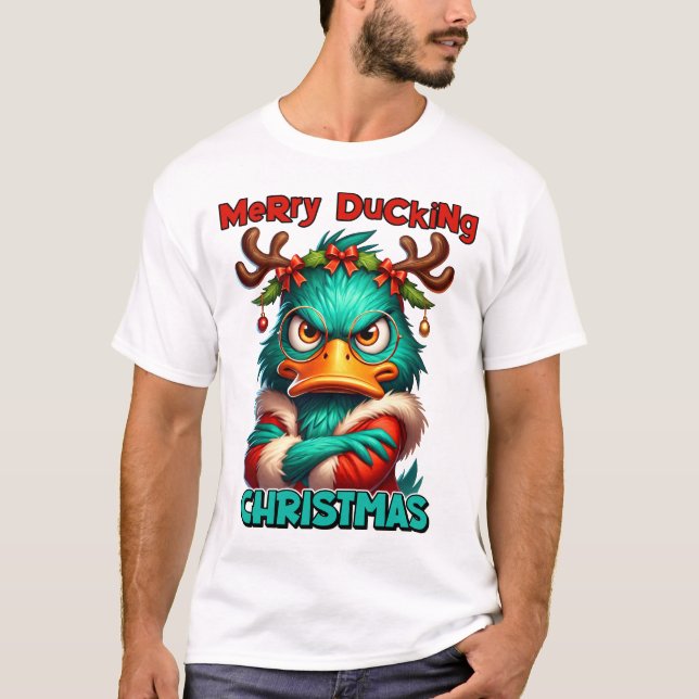 T-shirt Joyeux canard Noël - Canard croustillant sarcastiq (Devant)