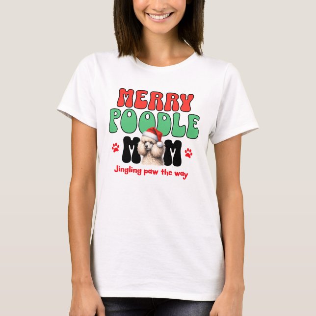 T-shirt Joyeux caniche Noël à maman (Devant)