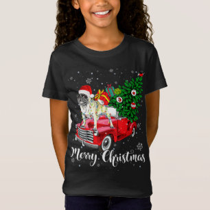 T-Shirt Joyeux Carlin de Noël Lover Père Noël Light Red Tr