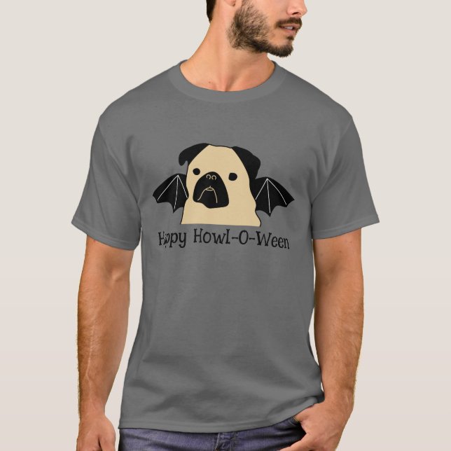 T-shirt Joyeux Carlin Howl-O-Ween avec ailes de chauve-sou (Devant)