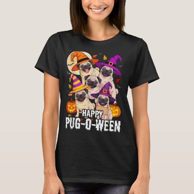 T-shirt Joyeux Carlin-o-ween Carlin Halloween Chiens migno (Devant)