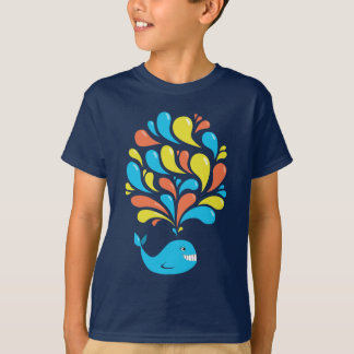 T-shirt Joyeux Cartoon Colorful Baleine Dark Kids Long Man