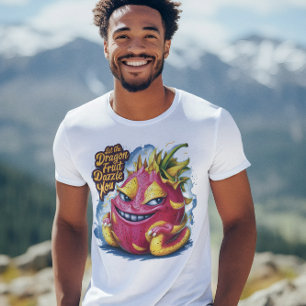 T-shirt Joyeux Cartoon Dragon Fruit Caractère Beaming