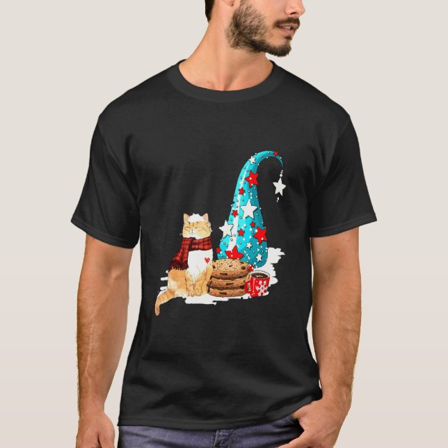 T-shirt Joyeux Cat Noël  Chat Avec Cookies (Devant)