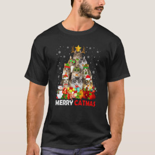 T-shirt Joyeux Catmas Chat Maman Chat Papa Noël Norvégien