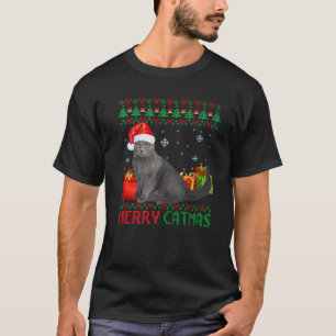 T-shirt Joyeux Catmas Chat Vilain Noël Chartreux Maman Pap