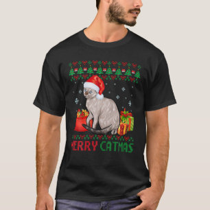 T-shirt Joyeux Catmas Chat Vilain Noël Devon Rex Maman Pap