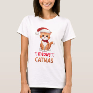 T-shirt Joyeux Catmas mignon Pet Lover Xmas Père Noël Kitt
