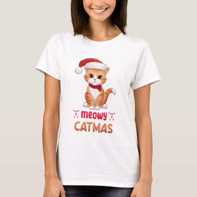 T-shirt Joyeux Catmas mignon Pet Lover Xmas Père Noël Kitt (Devant)