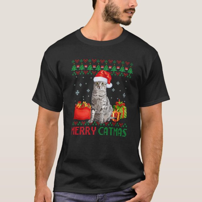 T-shirt Joyeux chat Catmas Vilain Noël Egyptien Mau Maman  (Devant)
