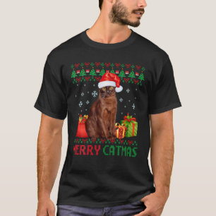 T-shirt Joyeux chat Catmas Vilain Noël Havane Brown Maman