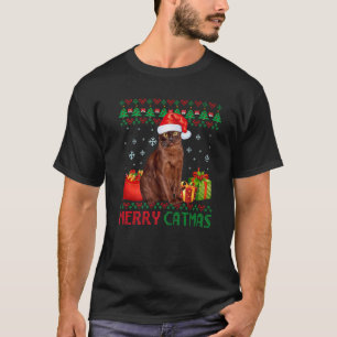 T-shirt Joyeux chat Catmas Vilain Noël Havane Brown Maman 