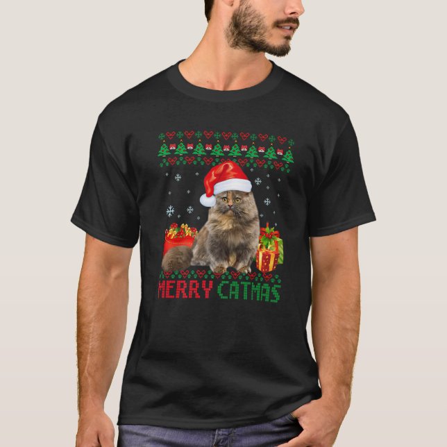 T-shirt Joyeux chat Catmas Vilain Noël Munchkin Chat Maman (Devant)