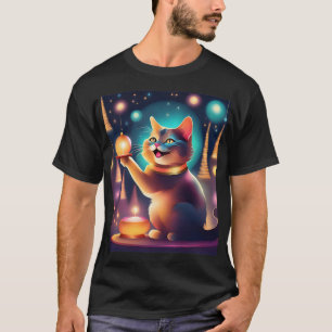 T-shirt Joyeux chat célébrant l'anniversaire, lancer l'ore