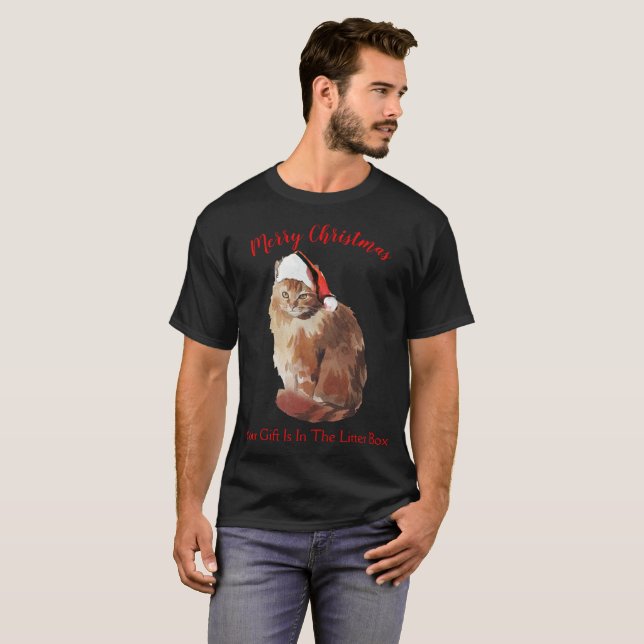 T-shirt Joyeux chat de Noël (Devant entier)