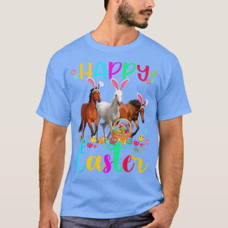 T-shirt Joyeux Cheval de Pâques Lover Trois Chevaux portan