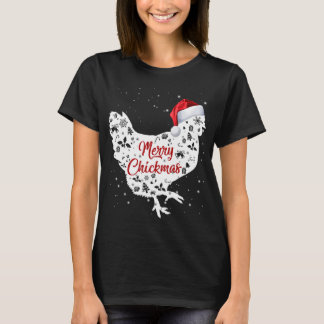 T-shirt Joyeux Chickmas Drôle Poulet Amoureux Santa Hat G