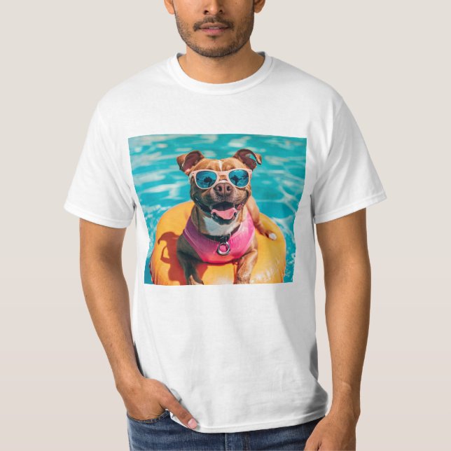 T-shirt Joyeux chien avec lunettes de soleil (Devant)