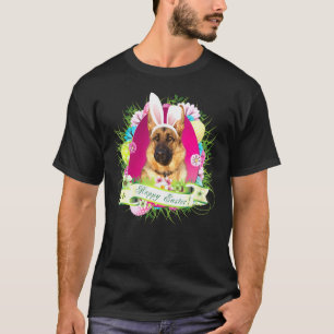 T-shirt Joyeux chien berger allemand Bunny Jour de Pâques 