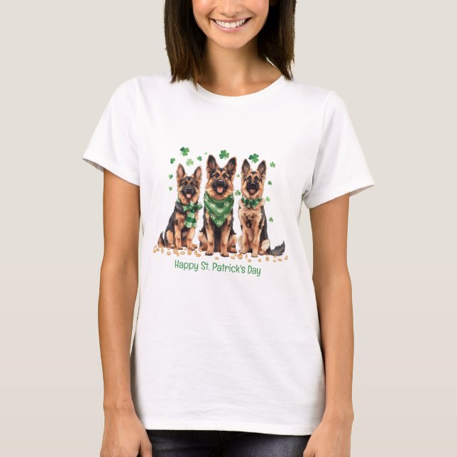 T-shirt Joyeux chien berger allemand de la Saint Patrick's (Devant)