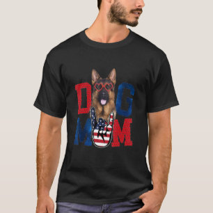 T-shirt Joyeux chien de fête des mères Usa American Flag M