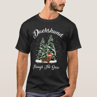 T-shirt Joyeux Chien De Noël À Travers La Neige