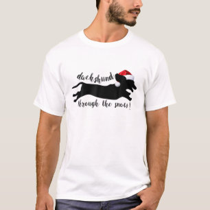 T-shirt Joyeux Chien De Noël À Travers La Neige