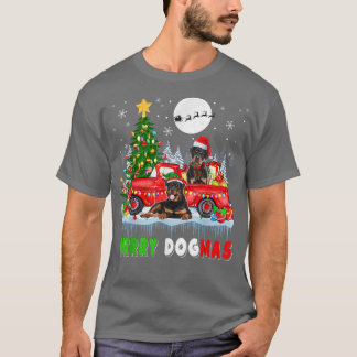T-shirt Joyeux chien de Noël Père Noël Elf Rottweilers sur