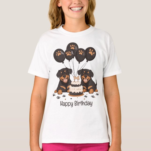 T-shirt Joyeux chien Rottweiler d'anniversaire (Devant)