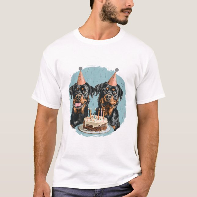 T-shirt Joyeux chien Rottweiler d'anniversaire (Devant)