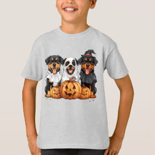 T-shirt Joyeux chien Rottweiler Halloween Jack-o'-lantern