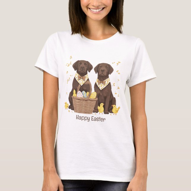 T-shirt Joyeux Chiens de récupération de chocolat de Pâque (Devant)
