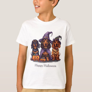 T-shirt Joyeux Chiens sorciers Halloween Dachshund