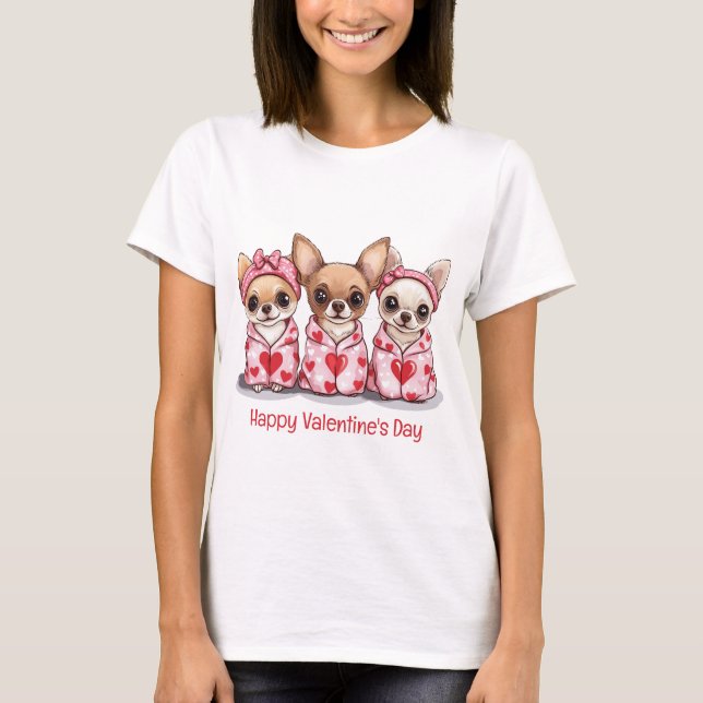 T-shirt Joyeux Chihuahua Dogs de la fête des Valentines (Devant)