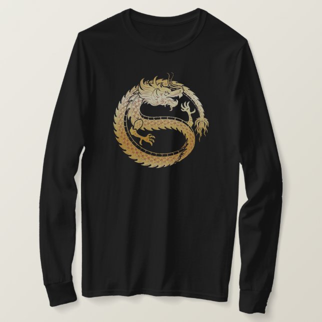 T-shirt Joyeux Chinois Lunar Nouvel An '24 Gold DRAGON fem (Design devant)