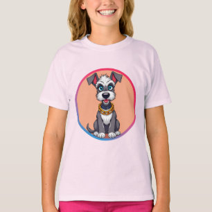 T-shirt 🌸 Joyeux chiot de dessin animé Sourire joyeux Sty