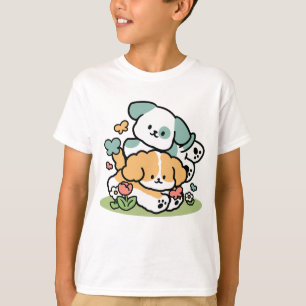 T-shirt Joyeux Chiots Arrivés En Mai - Kawaii Dog Art