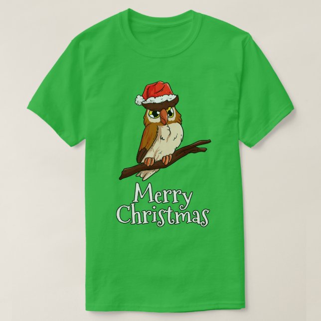 T-shirt Joyeux Chouette de Noël Santas Chouette Casquette (Design devant)